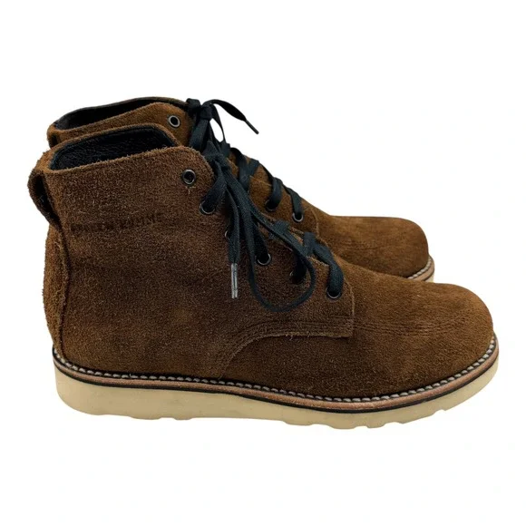 Broken Homme Mens 8.5 D Brown Suede Boots Made in USA Slip Oil Resistant New